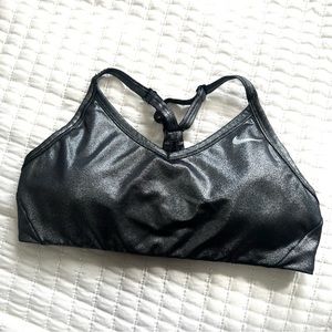 Nike Black Shiny Racerback Sports Bra